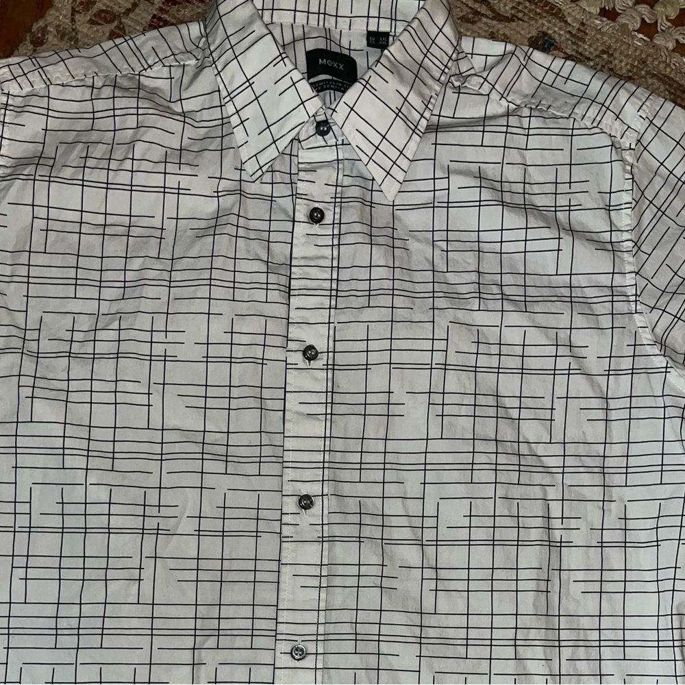 Mexx Men’s Short Sleeve Dress Shirt -Black -White Print - Sz XXL-VGUC​
